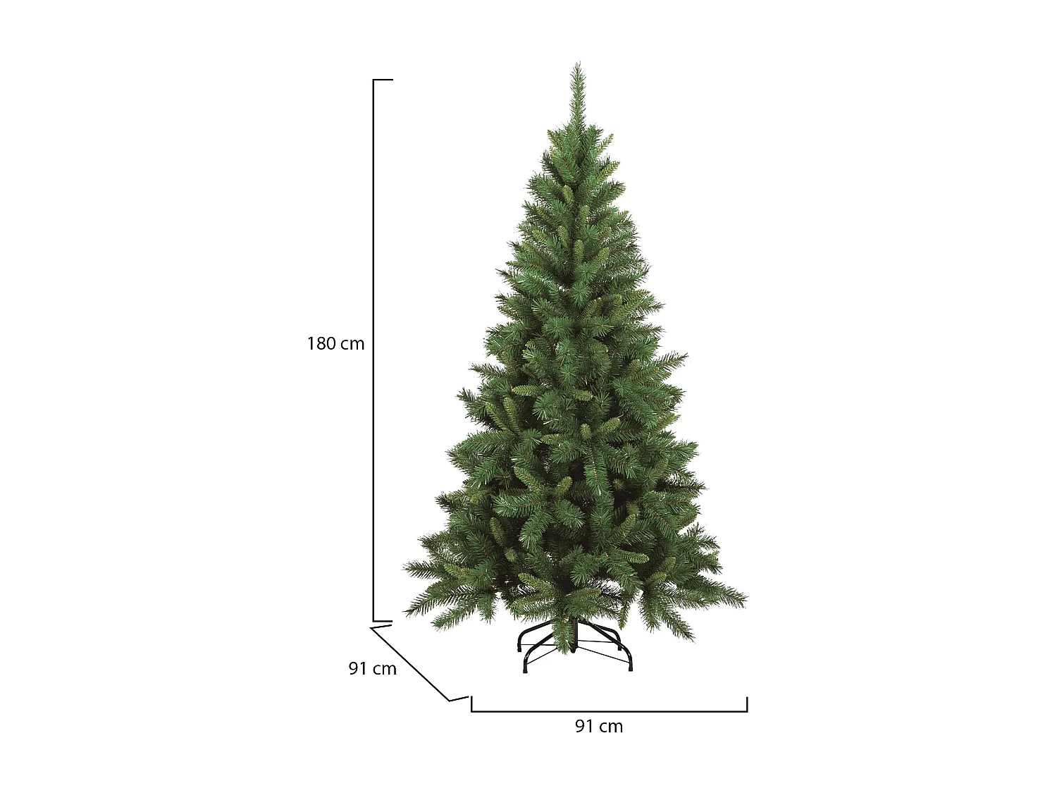 Sapin de Noël 180 cm Sugarplum, Pin artificiel, Arbre à effet réel, Sapin de Noël, 91x91 h180 cm, Vert