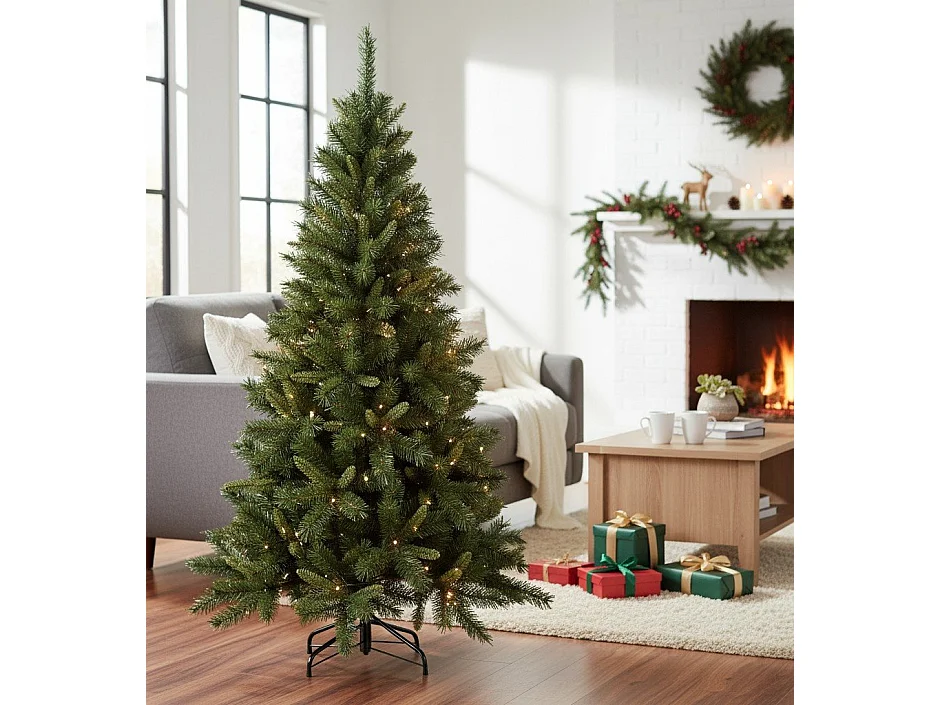 Sapin de Noël 180 cm Sugarplum, Pin artificiel, Arbre à effet réel, Sapin de Noël, 91x91 h180 cm, Vert