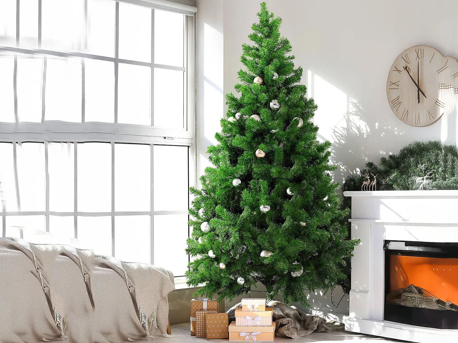 Sapin de Noël Evergreen, Pin artificiel, Arbre à effet réel, Sapin de Noël, 183x183 h300 cm, Vert