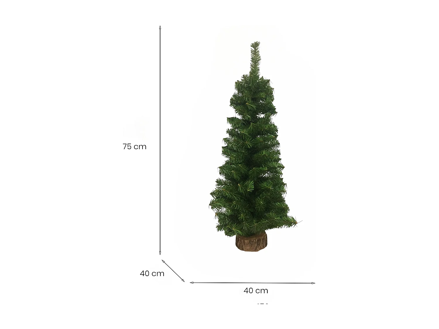 Sapin de Noël Merry, Pin artificiel, Arbre à effet réel, Sapin de Noël, Made in Italy, 40x40 h75 cm, Vert