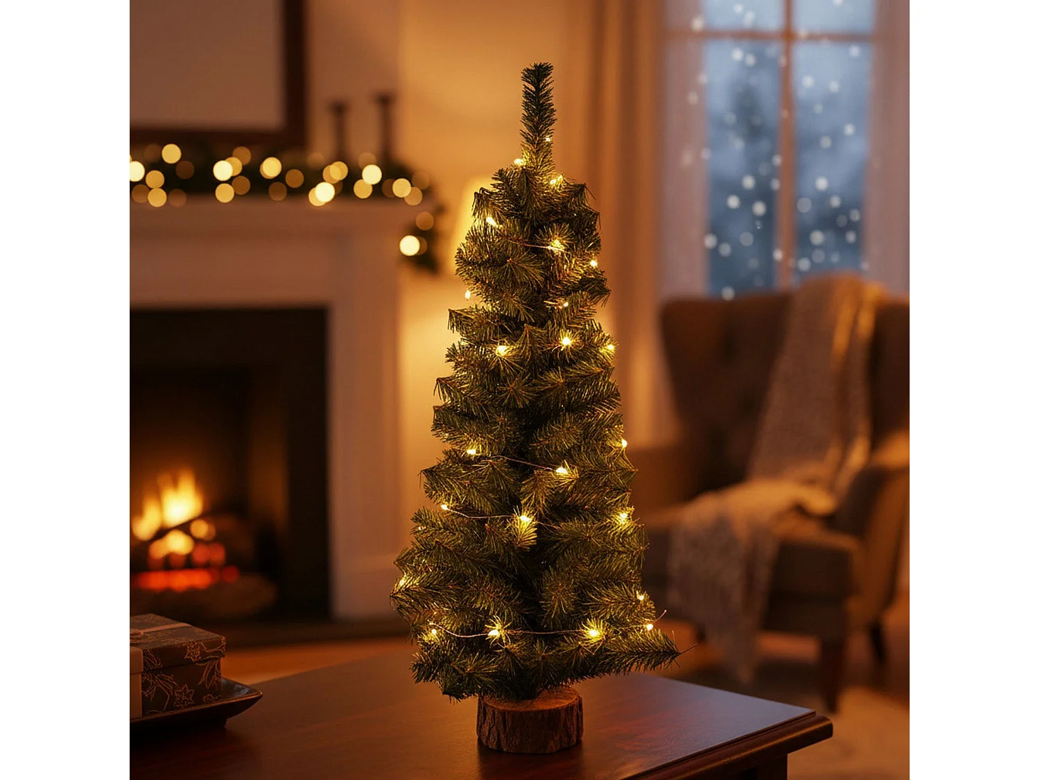 Sapin de Noël Merry, Pin artificiel, Arbre à effet réel, Sapin de Noël, Made in Italy, 40x40 h75 cm, Vert