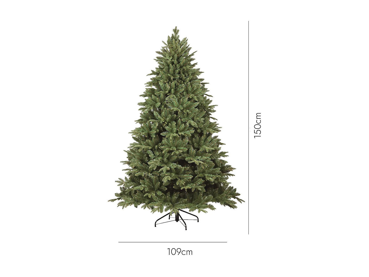 Sapin de Noël 150 cm Jingle Bell, Plafond Pin artificiel, Arbre à effet réel, Sapin de Noël inversé, 109x109 h150 cm, Vert