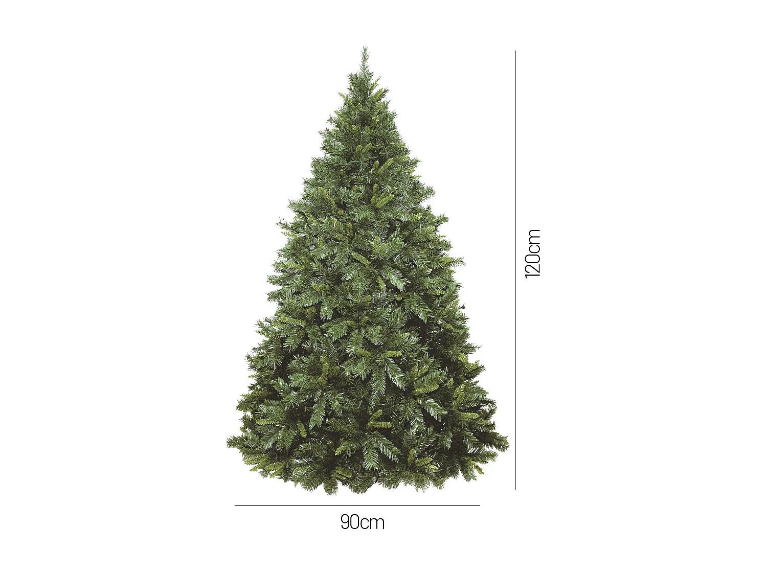 Sapin de Noël 120 cm Candy Cane, Pin artificiel, Arbre à effet réel, Sapin de Noël, 97x97 h120 cm, Vert