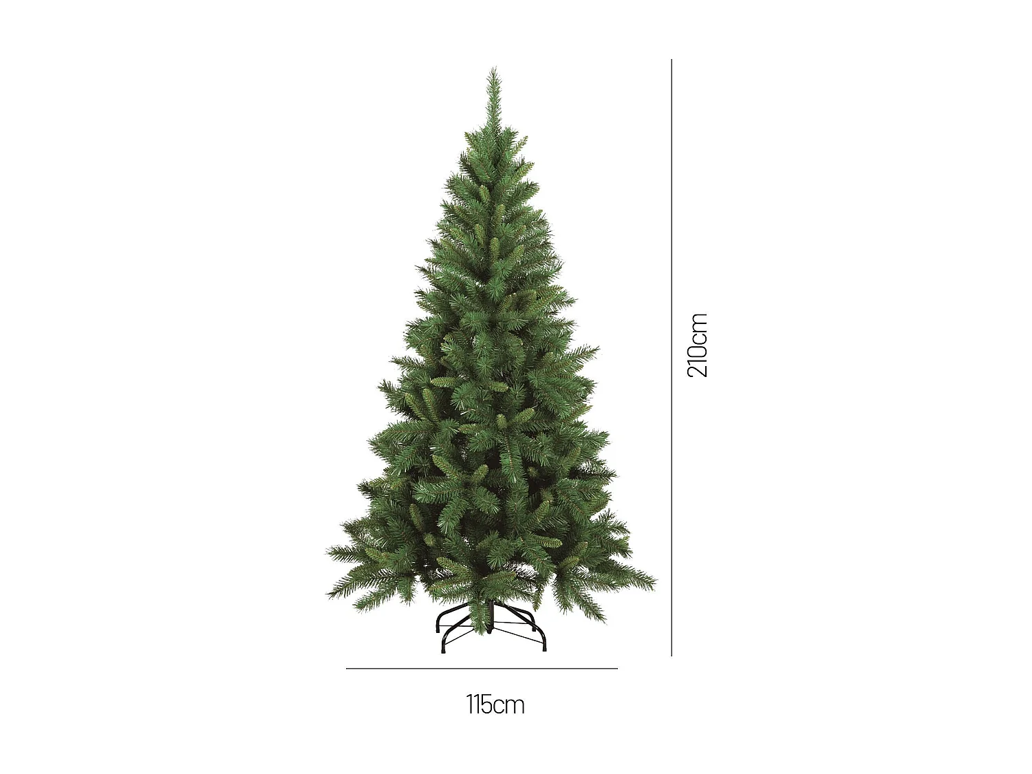 Sugarplum Kerstboom 210 cm, Kunstgrenen, Real effect boom, Extra dikke kerstboom, 109x109 h210 cm, Groen