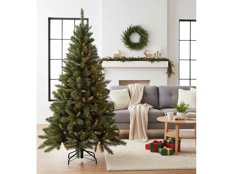 Sugarplum Kerstboom 210 cm, Kunstgrenen, Real effect boom, Extra dikke kerstboom, 109x109 h210 cm, Groen