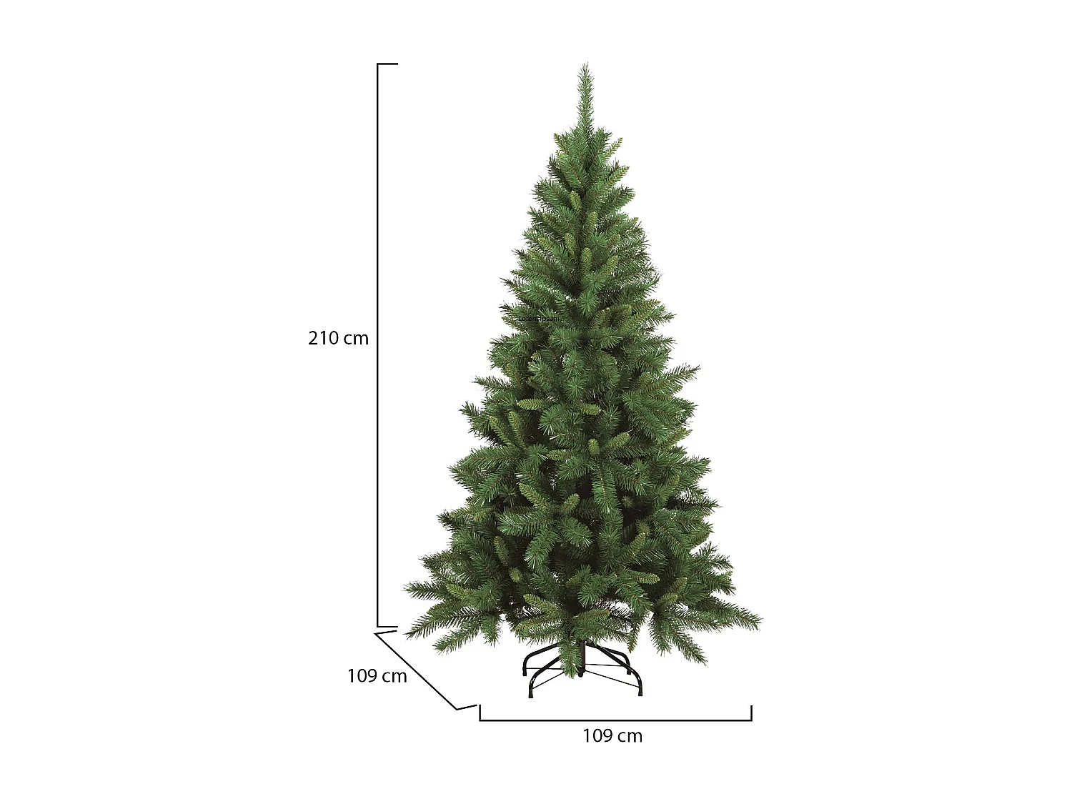 Sapin de Noël 210 cm Sugarplum, Pin artificiel, Arbre à effet réel, Sapin de Noël, 109x109 h210 cm, Vert