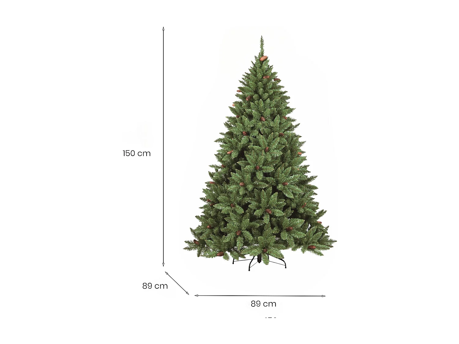 Ã€rbol de Navidad 150 cm Lapland, Pino artificial, Ãrbol de efectos reales, Ãrbol de Navidad, 89x89 h150 cm, Verde