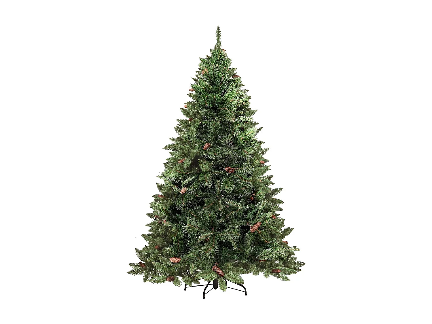 Sapin de Noël 210 cm Camden, Pin artificiel, Arbre à effet réel, Sapin de Noël, 139x139 h210 cm, Vert