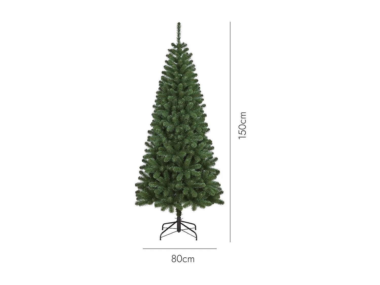 Sapin de Noël 150 cm Comet, Pin artificiel, Arbre à effet réel, Sapin de Noël, 71x71 h150 cm, Vert
