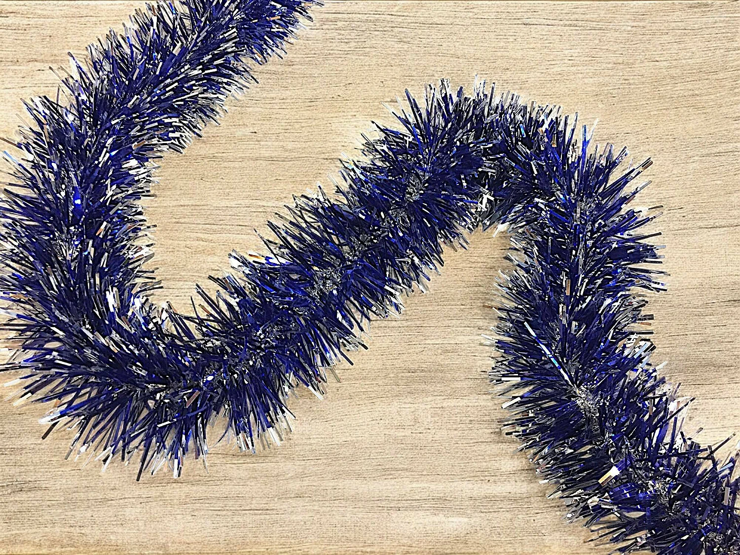 Décoration de Noël Dmccarth, Ornement de Noël, Ornement de fête, Décoration festive, Made in Italy, 1000x7 h7 cm, Bleu et Argent