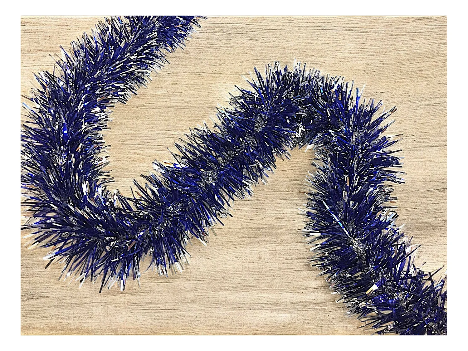 Décoration de Noël Dmccarth, Ornement de Noël, Ornement de fête, Décoration festive, Made in Italy, 1000x7 h7 cm, Bleu et Argent