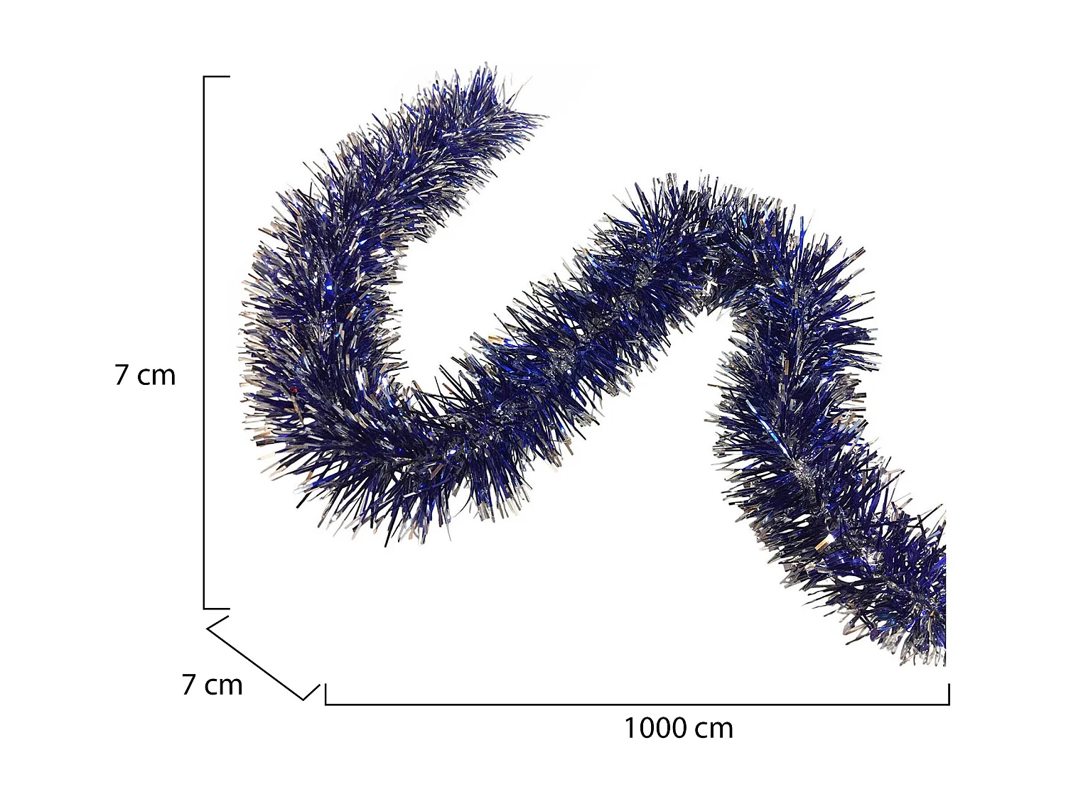Kerstdecoratie Rolly, zilverkleurige structuur, gemaakt in Italië, blauw,