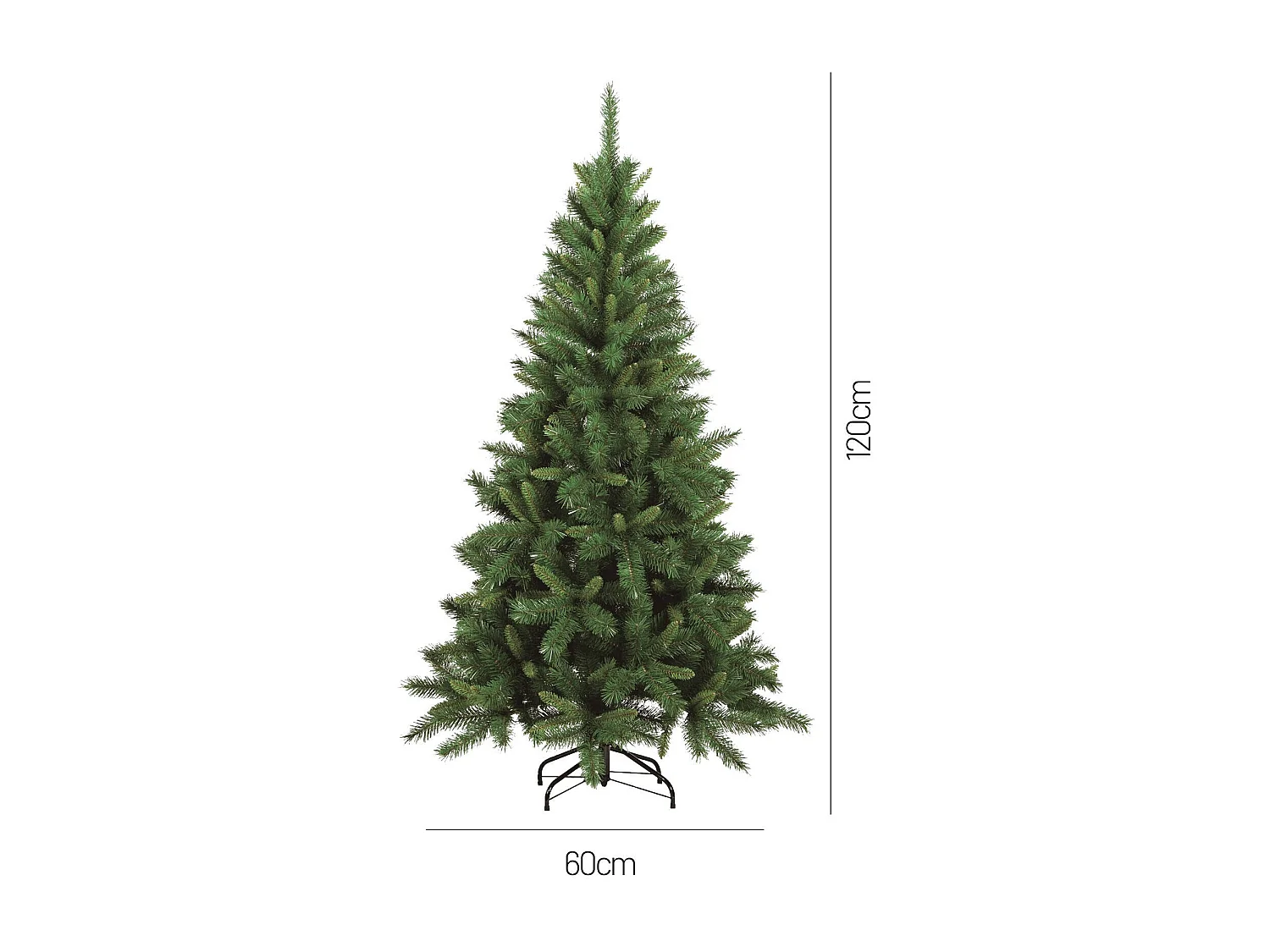 Sugarplum Kerstboom 120 cm, Kunstgrenen, Real effect boom, Extra dikke kerstboom, 58x58 h120 cm, Groen