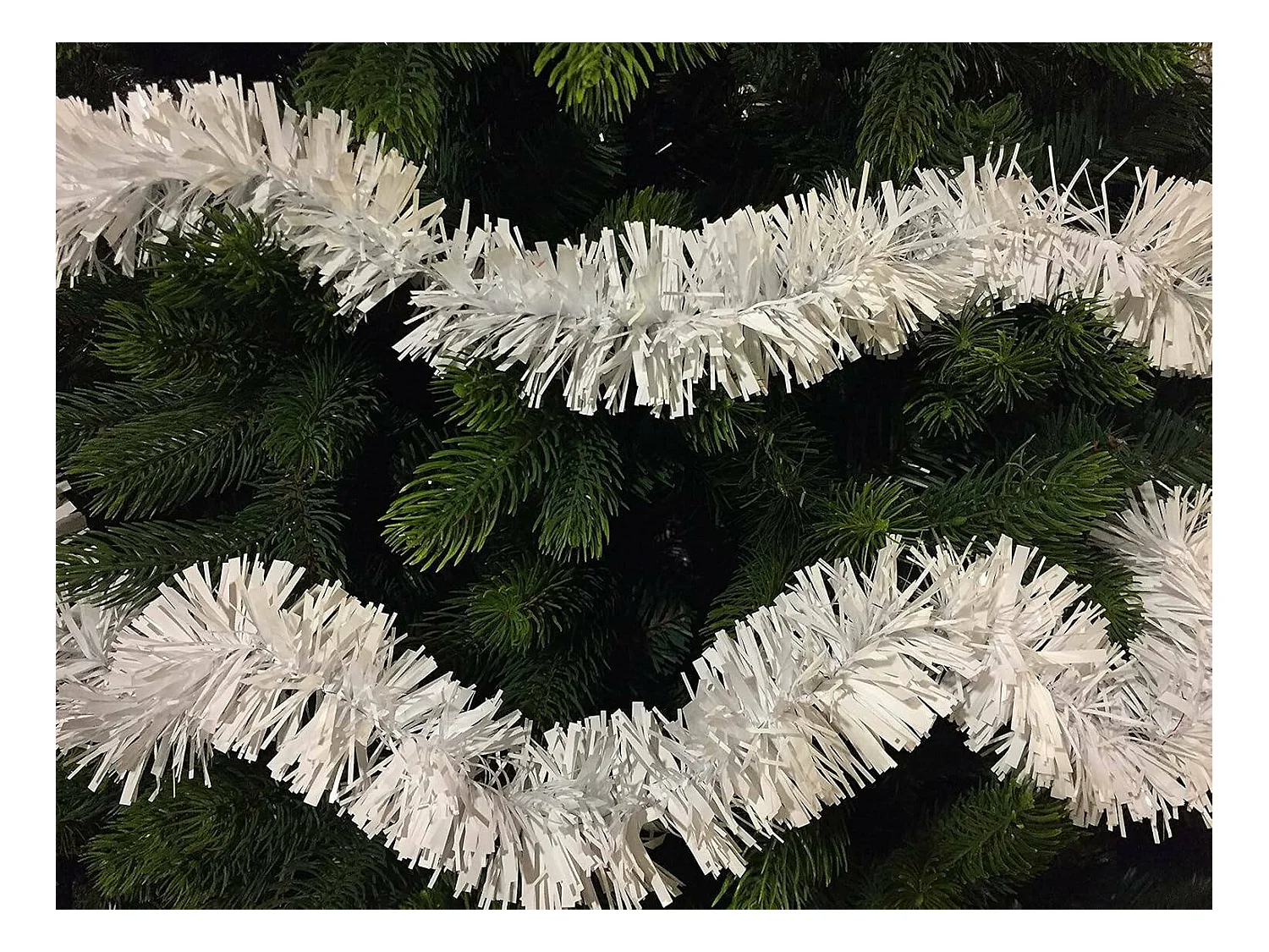 Décoration de Noël Dhatto, Ornement de Noël, Ornement de fête, Décoration festive, Made in Italy, 1000x8 h8 cm, Blanc