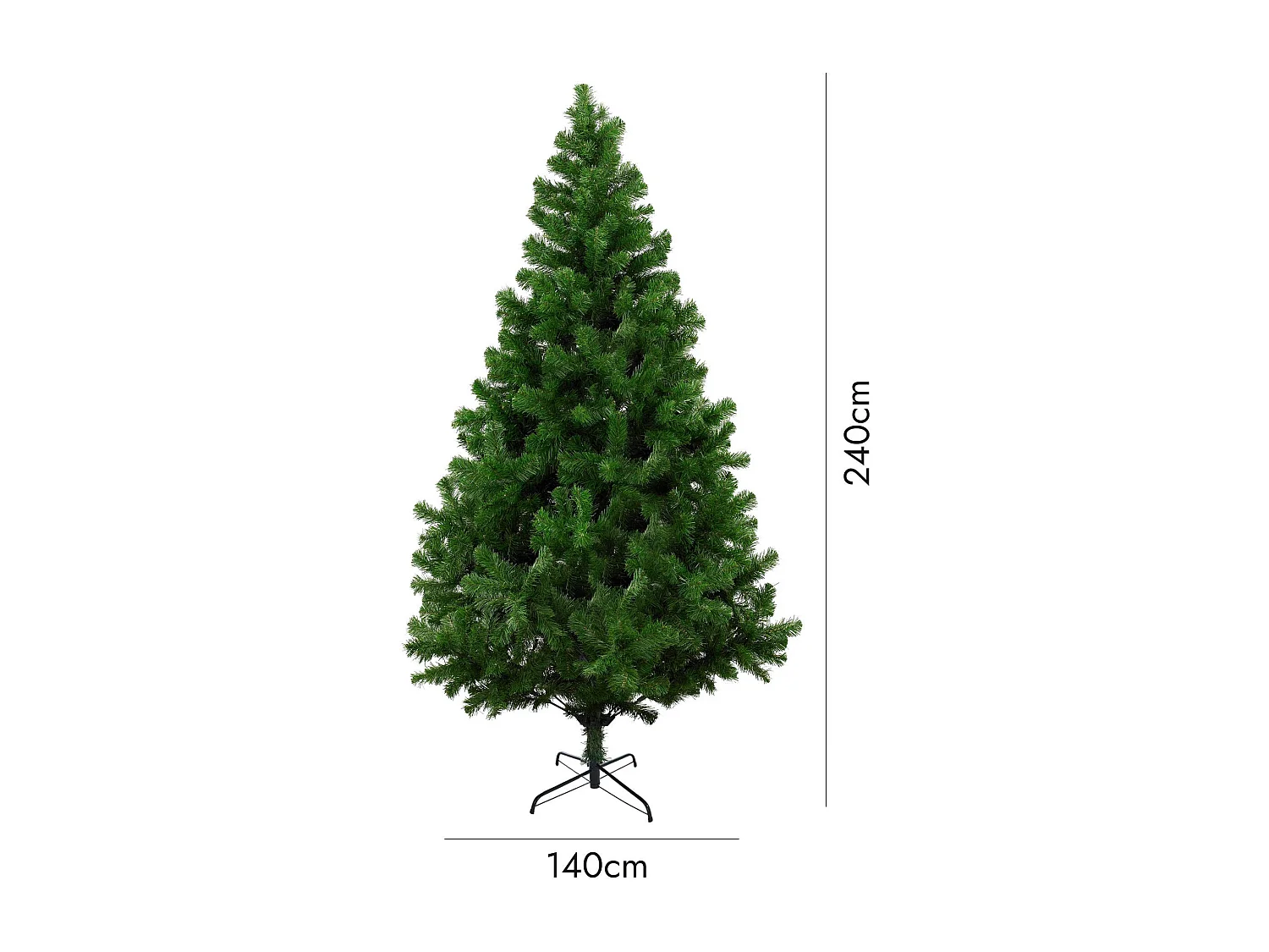 Sapin de Noël 240 cm Evergreen, Pin artificiel, Arbre à effet réel, Sapin de Noël, 137x137 h240 cm, Vert