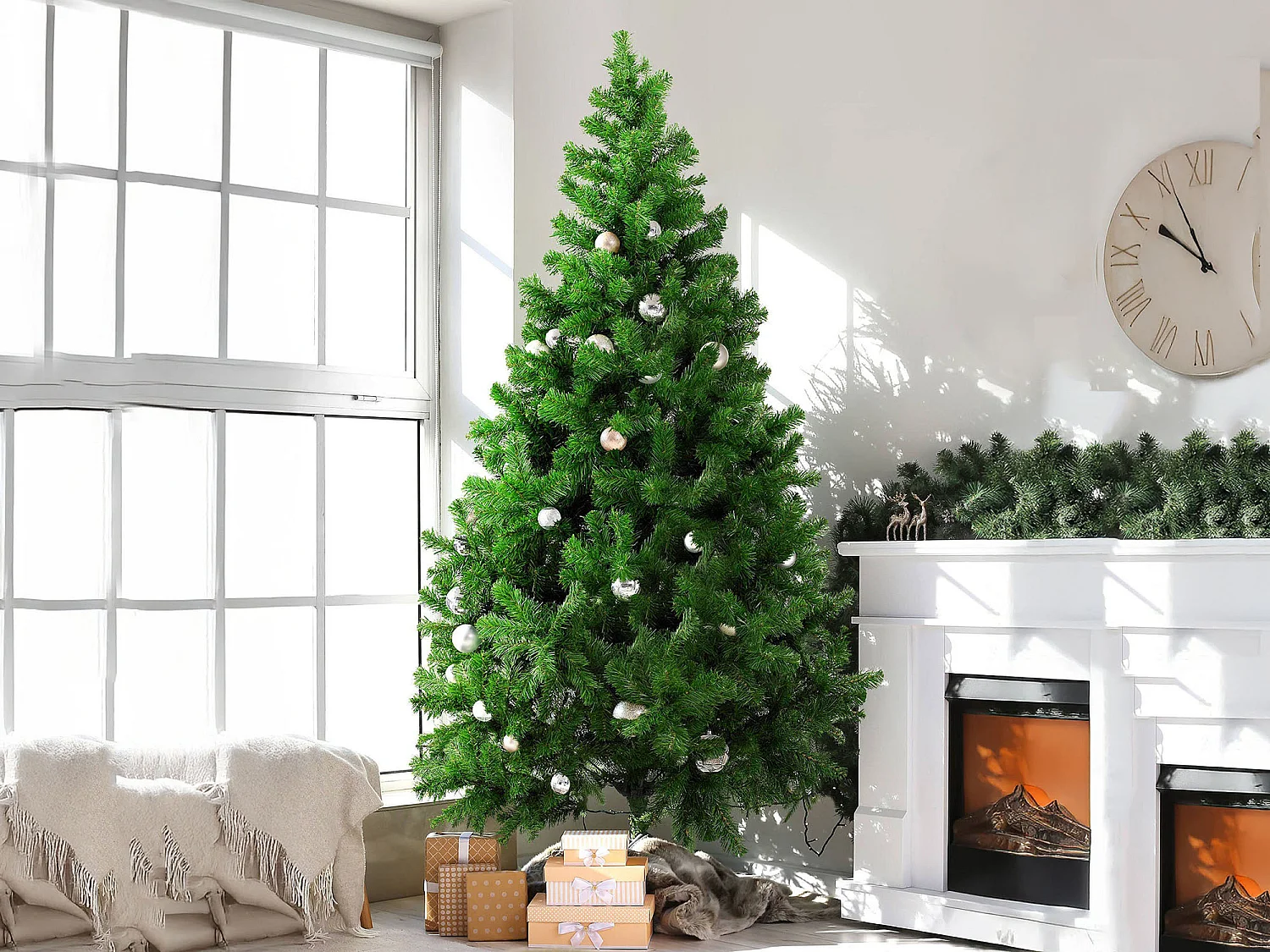 Sapin de Noël 240 cm Evergreen, Pin artificiel, Arbre à effet réel, Sapin de Noël, 137x137 h240 cm, Vert