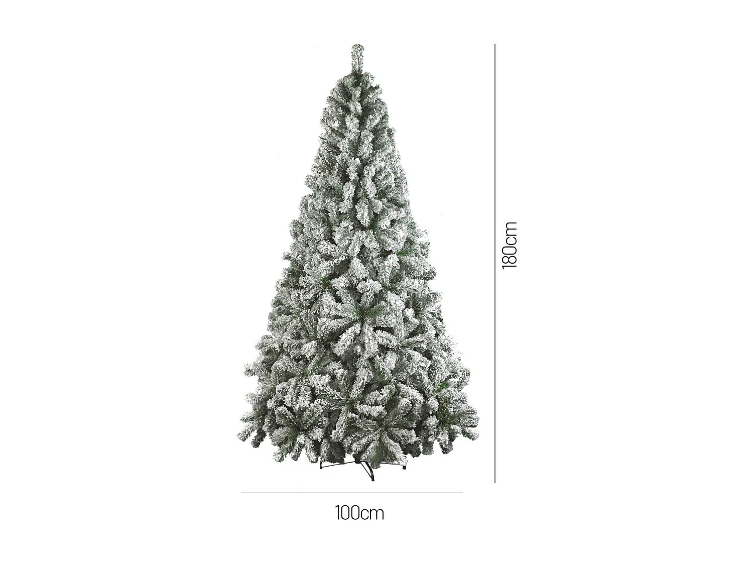 Sapin de Noël 180 cm Hollybell, Pin artificiel floqué, Arbre à effet réel, Sapin de Noël, 97x97 h180 cm, Vert et Blanc