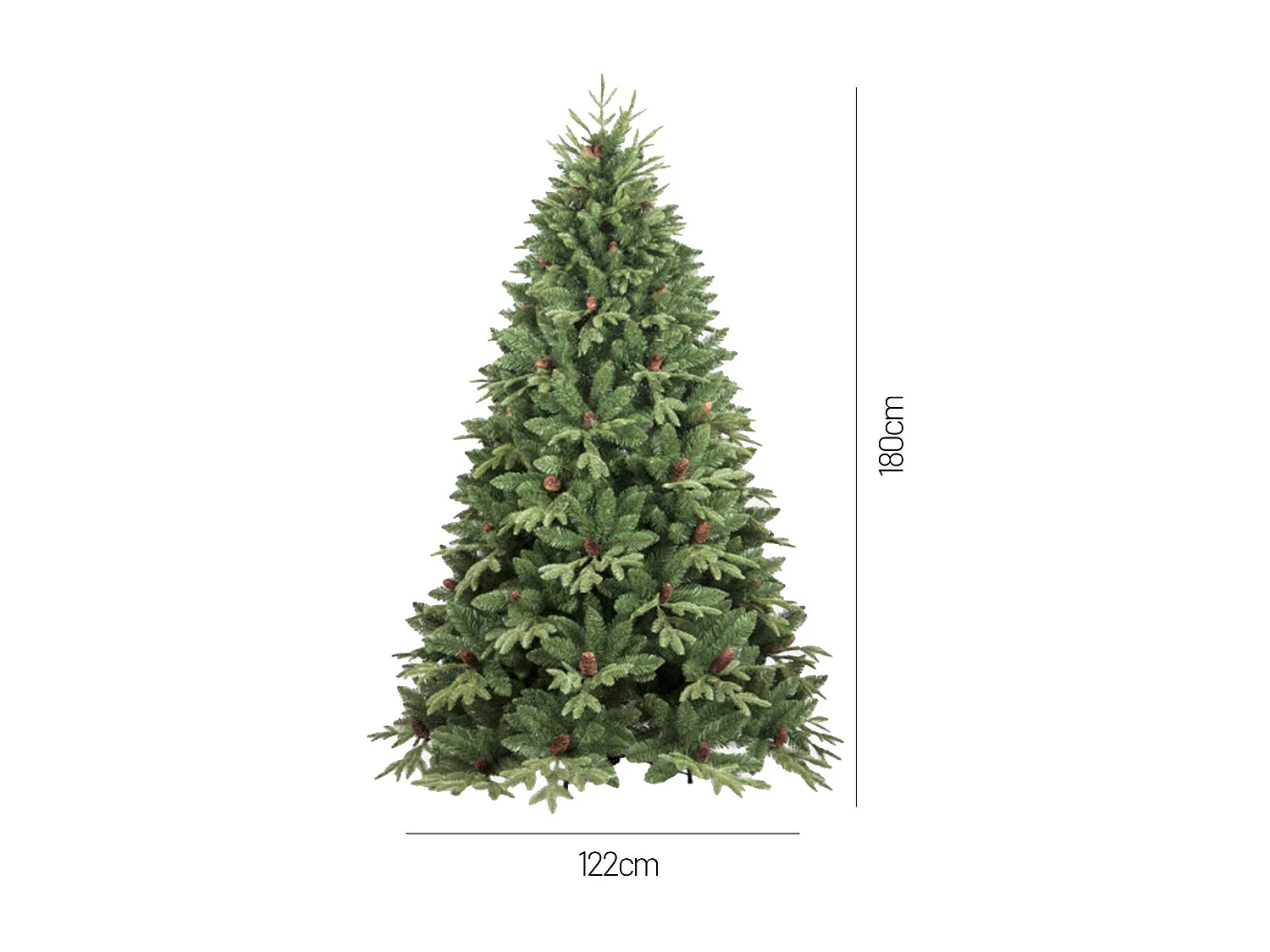 Sapin de Noël 180 cm Silent Night, Pin artificiel, Arbre à effet réel, Sapin de Noël, 122x122 h180 cm, Vert