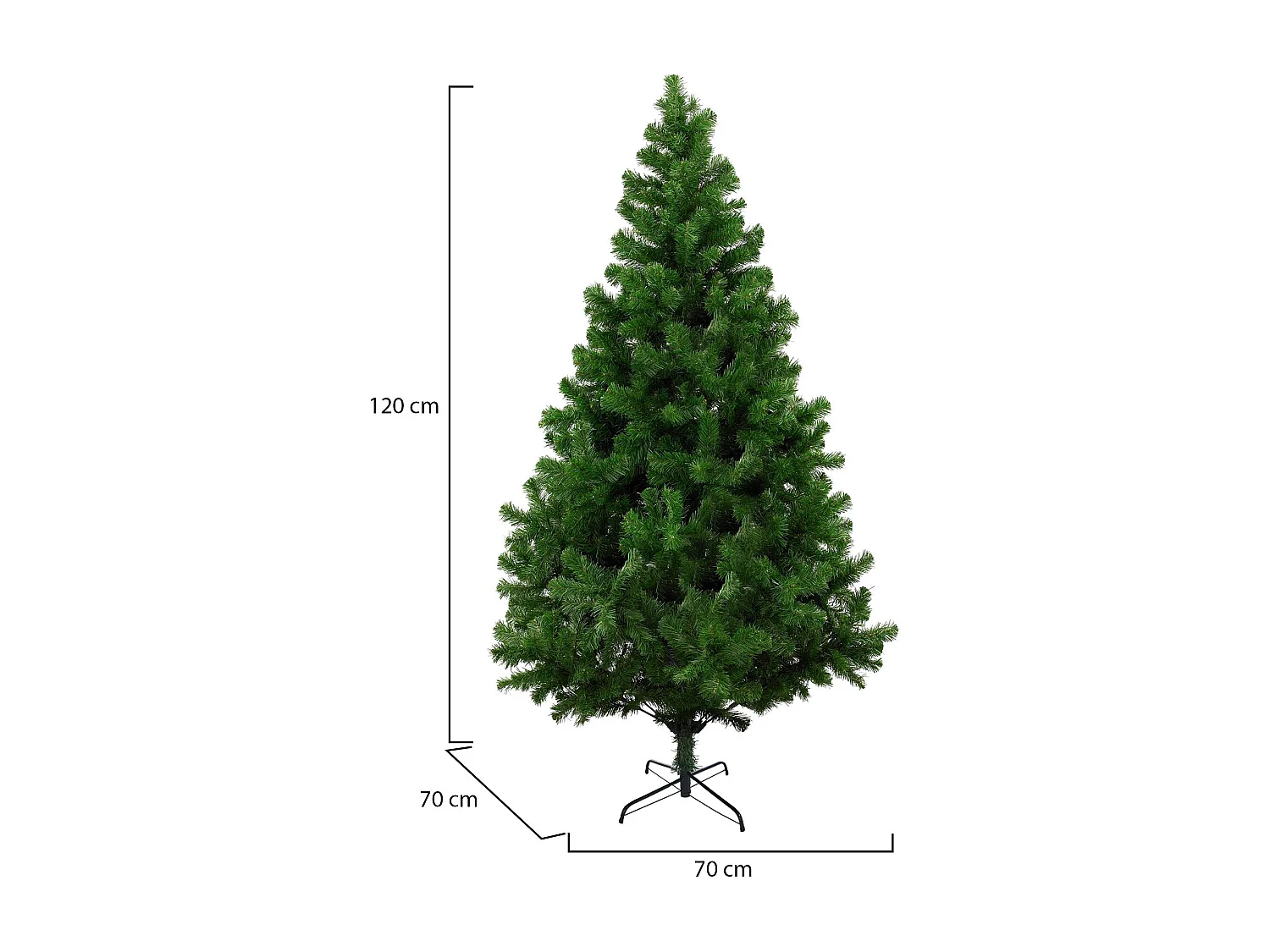 Sapin de Noël 120 cm Evergreen, Pin artificiel, Arbre à effet réel, Sapin de Noël, 70x70 h120 cm, Vert