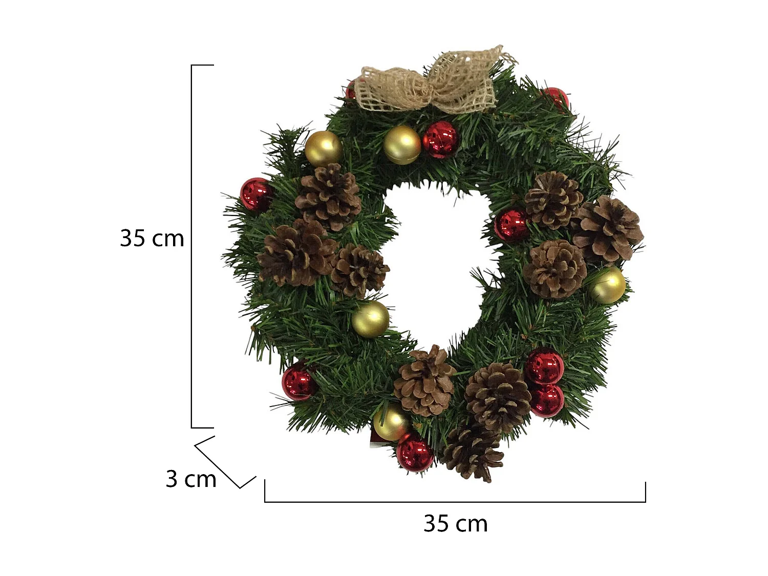 Weihnachtsdekoration Dzalatori, Weihnachtsdekor, Weihnachtsornament, Festliche Dekoration, Made in Italy, 35x35 h3 cm, Grün und Rot