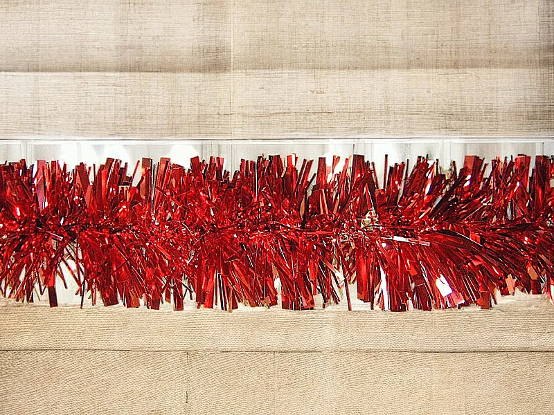 Décoration de Noël Dhatto, Ornement de Noël, Ornement de fête, Décoration festive, Made in Italy, 1000x8 h8 cm, Rouge