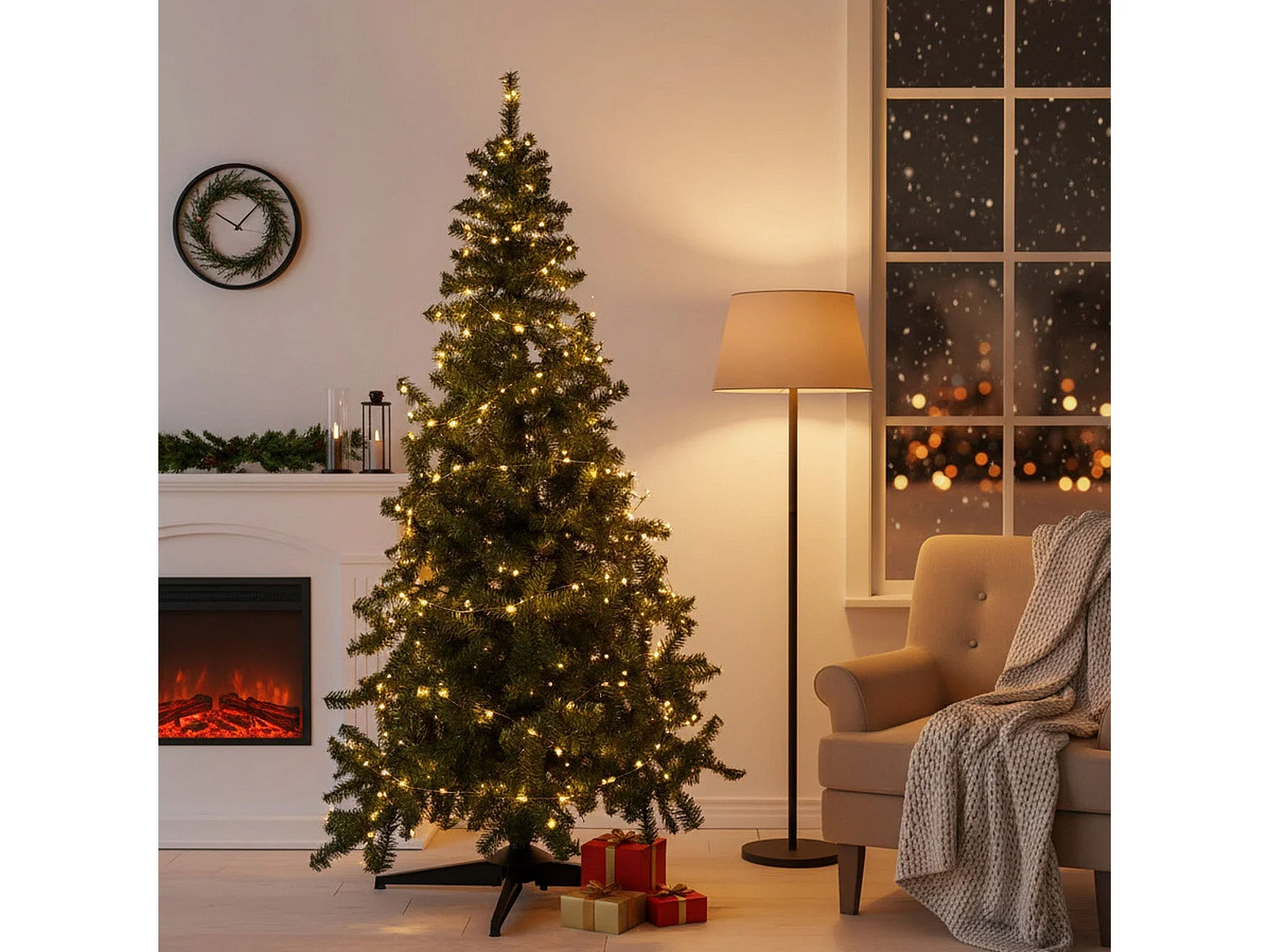 Sapin de Noël 180 cm Jingles, Pin artificiel, Arbre à effet réel, Sapin de Noël, Made in Italy, 130x130 h180 cm, Vert