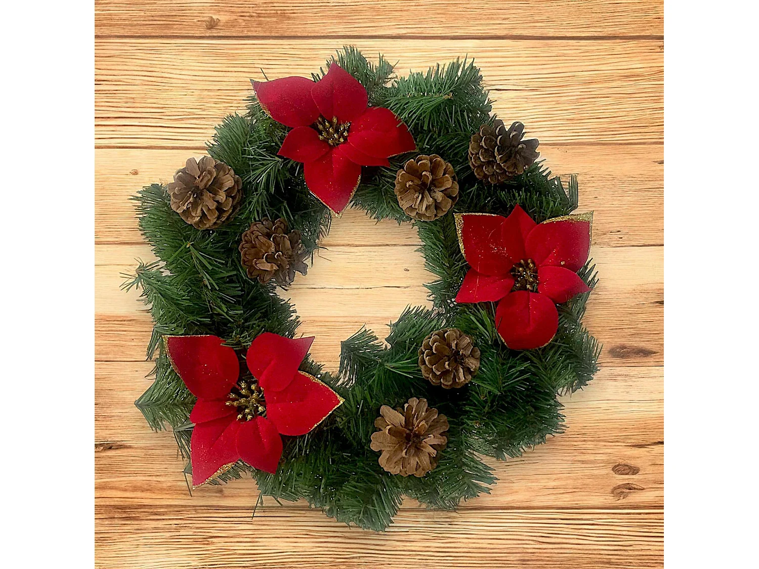 Décoration de Noël Deckroa, Ornement de Noël, Ornement de fête, Décoration festive, Made in Italy, 35x35 h3 cm, Vert et Rouge