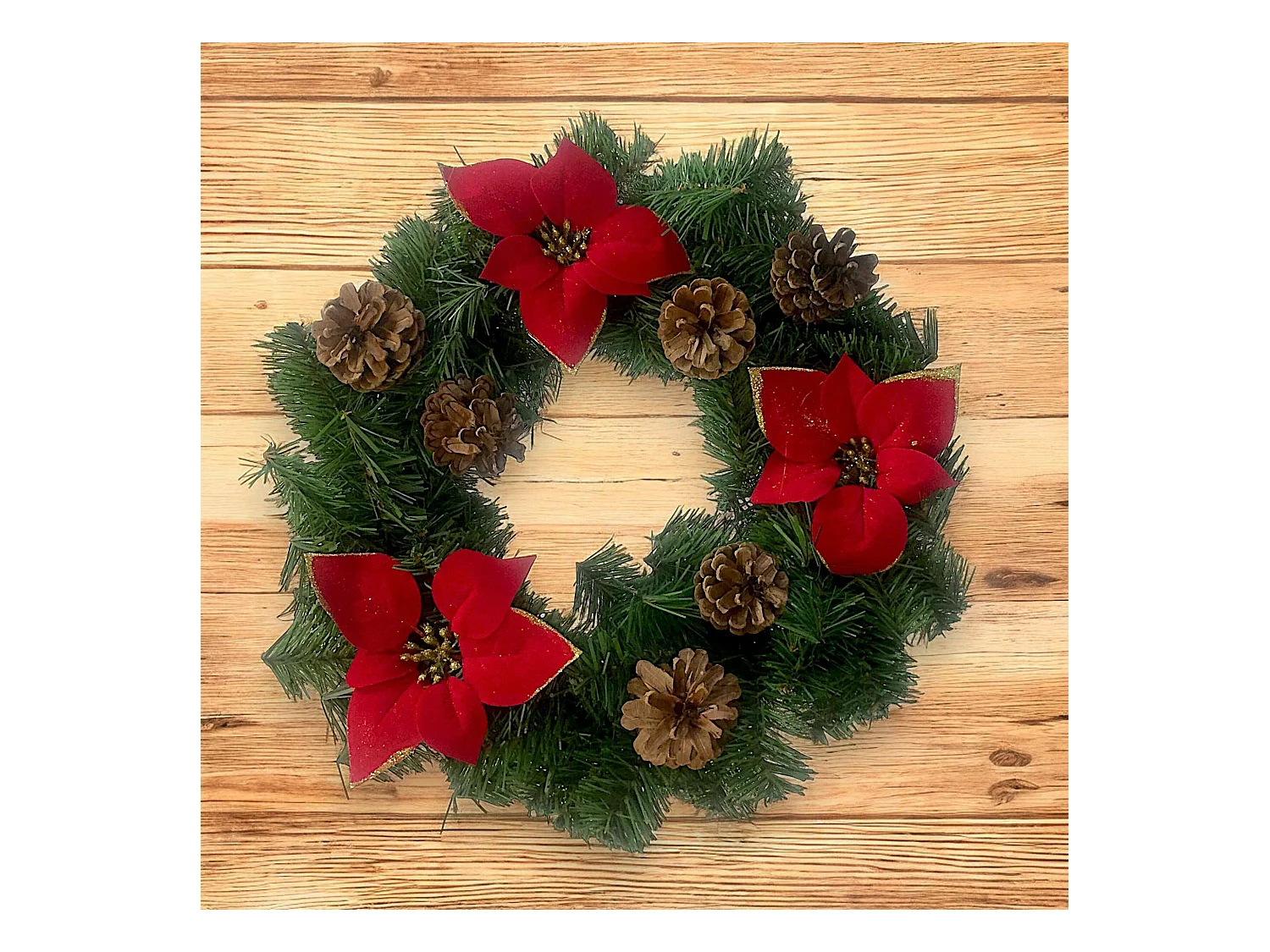 Weihnachtsdekoration Deckroa, Weihnachtsdekor, Weihnachtsornament, Festliche Dekoration, Made in Italy, 35x35 h3 cm, Grün und Rot