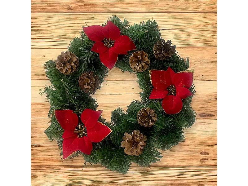 Decoração de Natal Deckroa, Decoração de Natal, Enfeite de Natal, Decoração festiva, Fabricado em Itália, 35x35 h3 cm, Verde e Vermelho