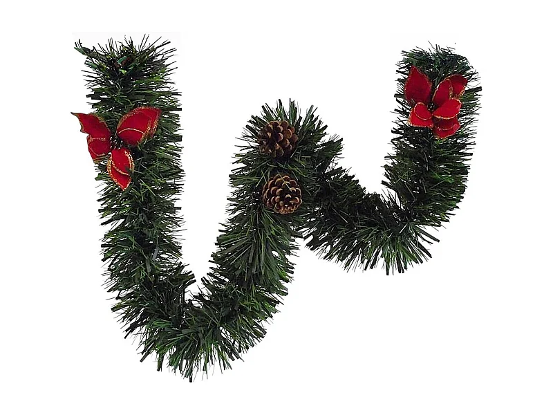 Decoración de Navidad Dthompso, Adorno navideño, Ornamento de Navidad, Decoración festiva, Made in Italy, 500x15 h15 cm, Verde y Rojo