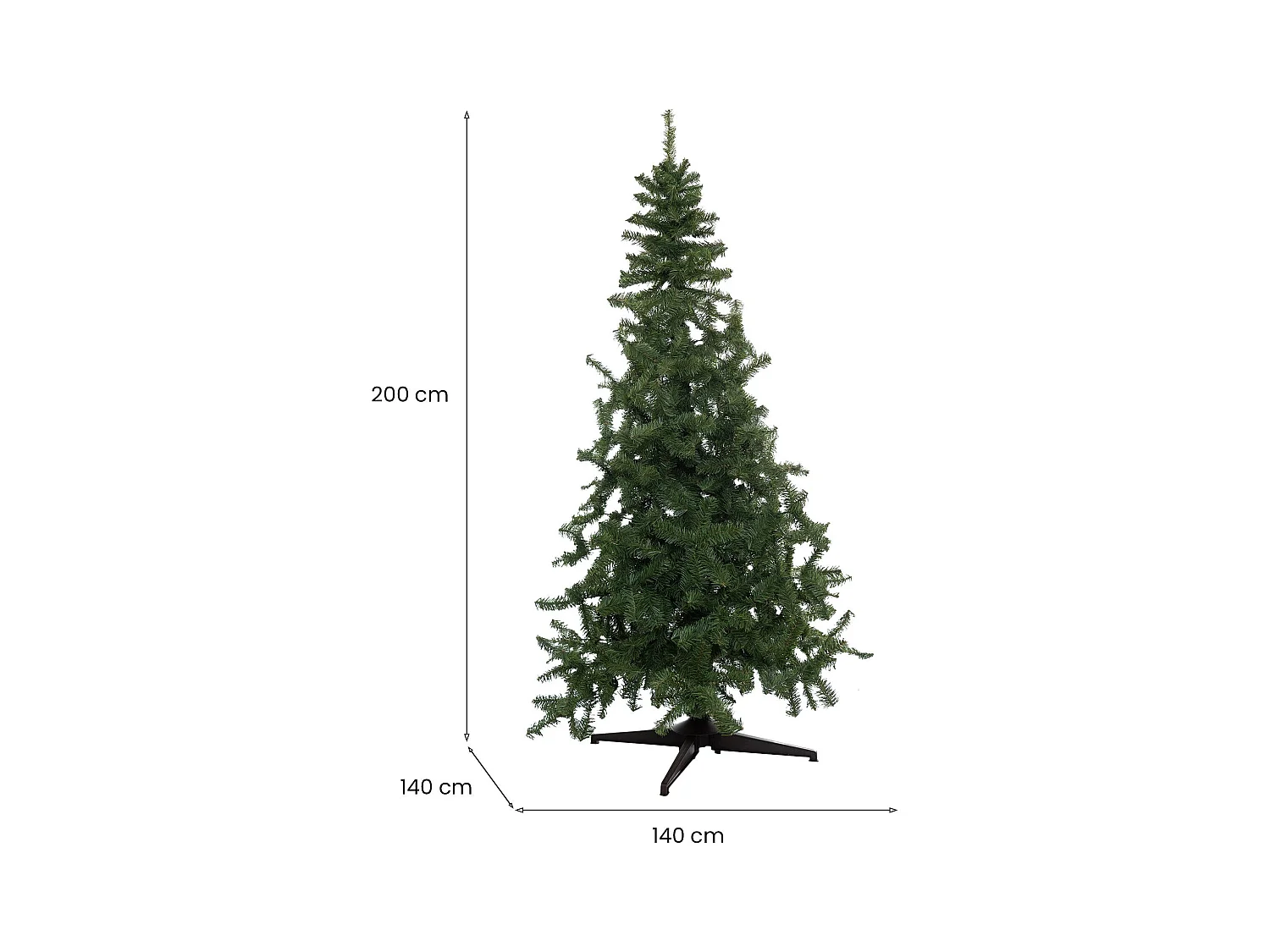 Weihnachtsbaum Jingles, Künstliche Kiefer, Realistischer Baum, Tannenbaum, Made in Italy, 140x140 h200 cm, Grün