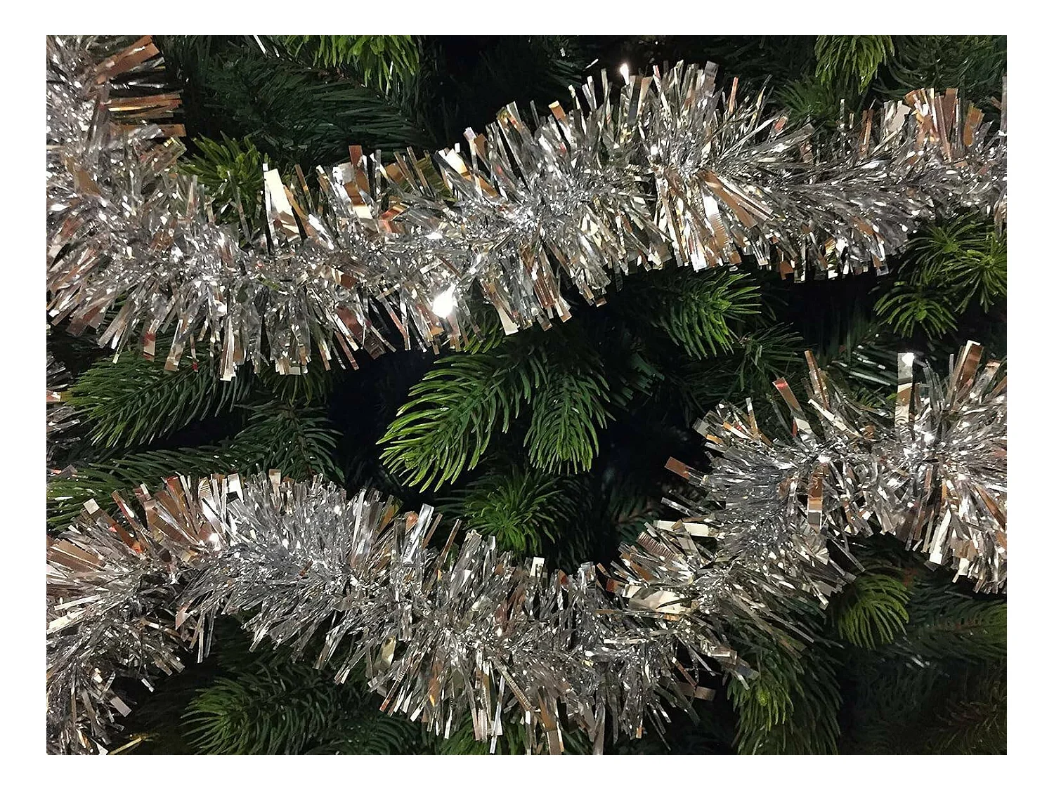 Décoration de Noël Dhatto, Ornement de Noël, Ornement de fête, Décoration festive, Made in Italy, 1000x8 h8 cm, Argent