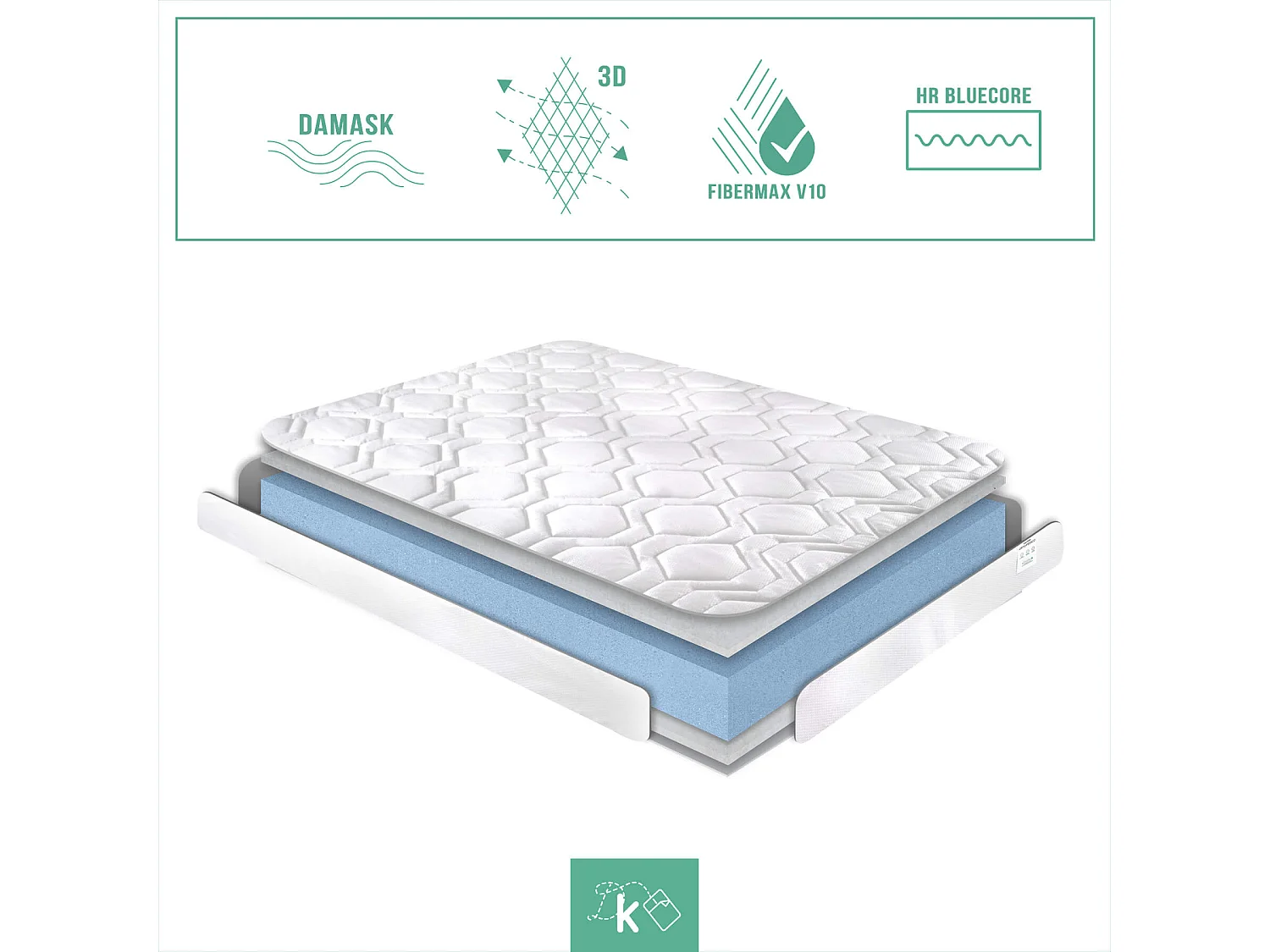 Colchón Ortopédico 105 x 200 cm Reversible Tejido Damasco Altura +/- 15 cm