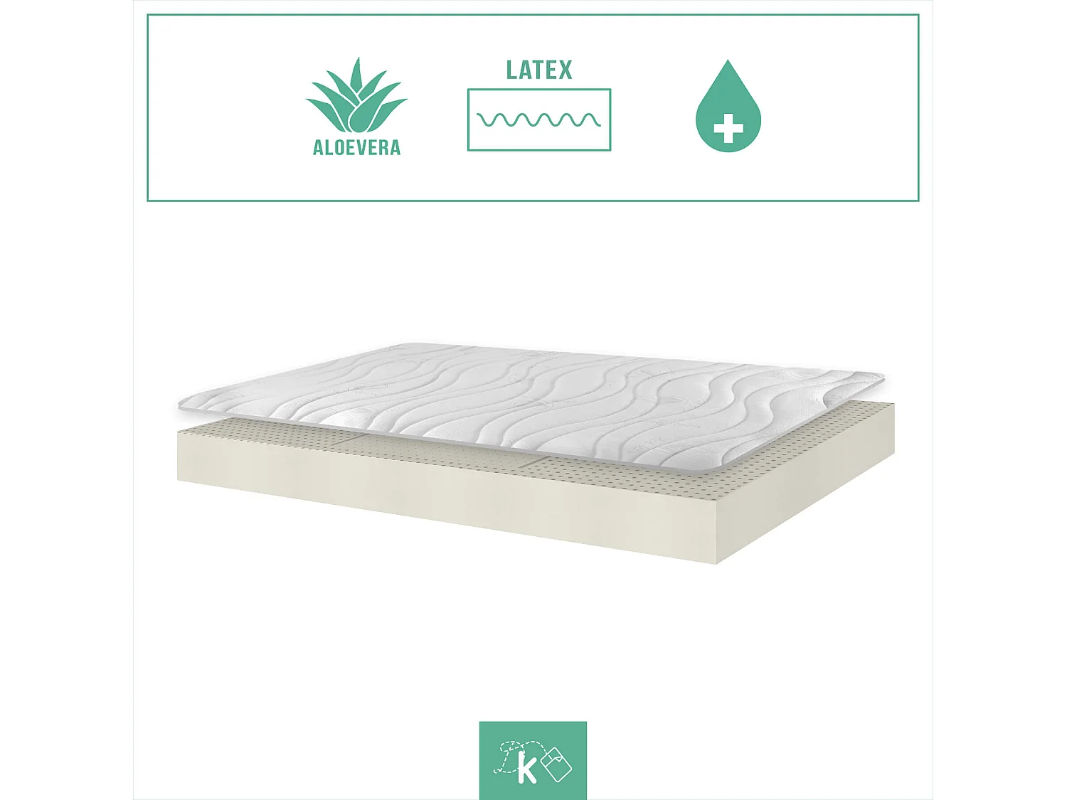 Colchón Látex 180 x 200 cm Funda Aloe Vera 100% Látex Altura +/- 20 cm