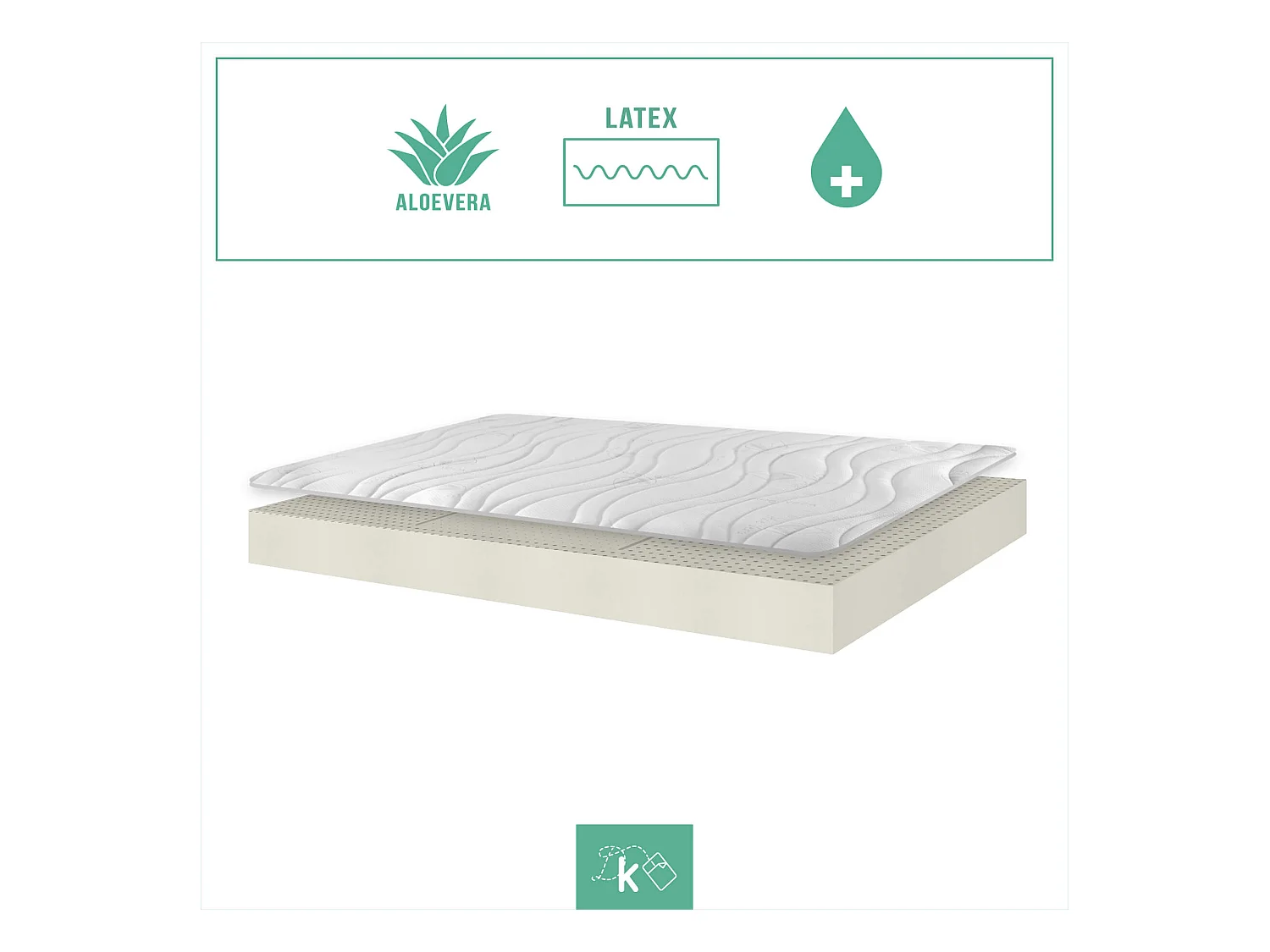 Colchón Látex 160 x 200 cm Funda Aloe Vera 100% Látex Altura +/- 20 cm