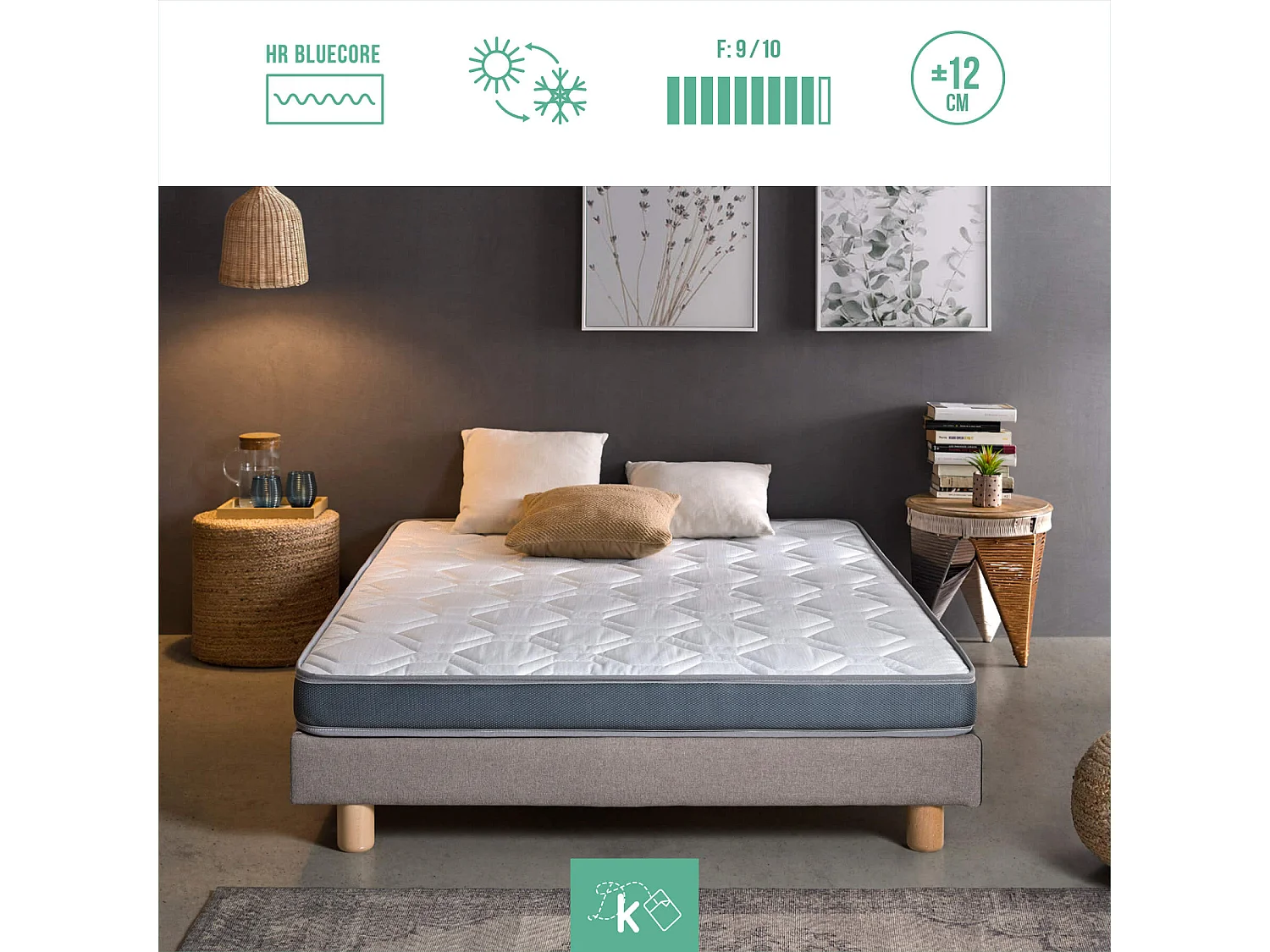 Colchón 75 x 180 cm Colchoneta Sofá Cama Tejido Damasco Altura +/- 12cm