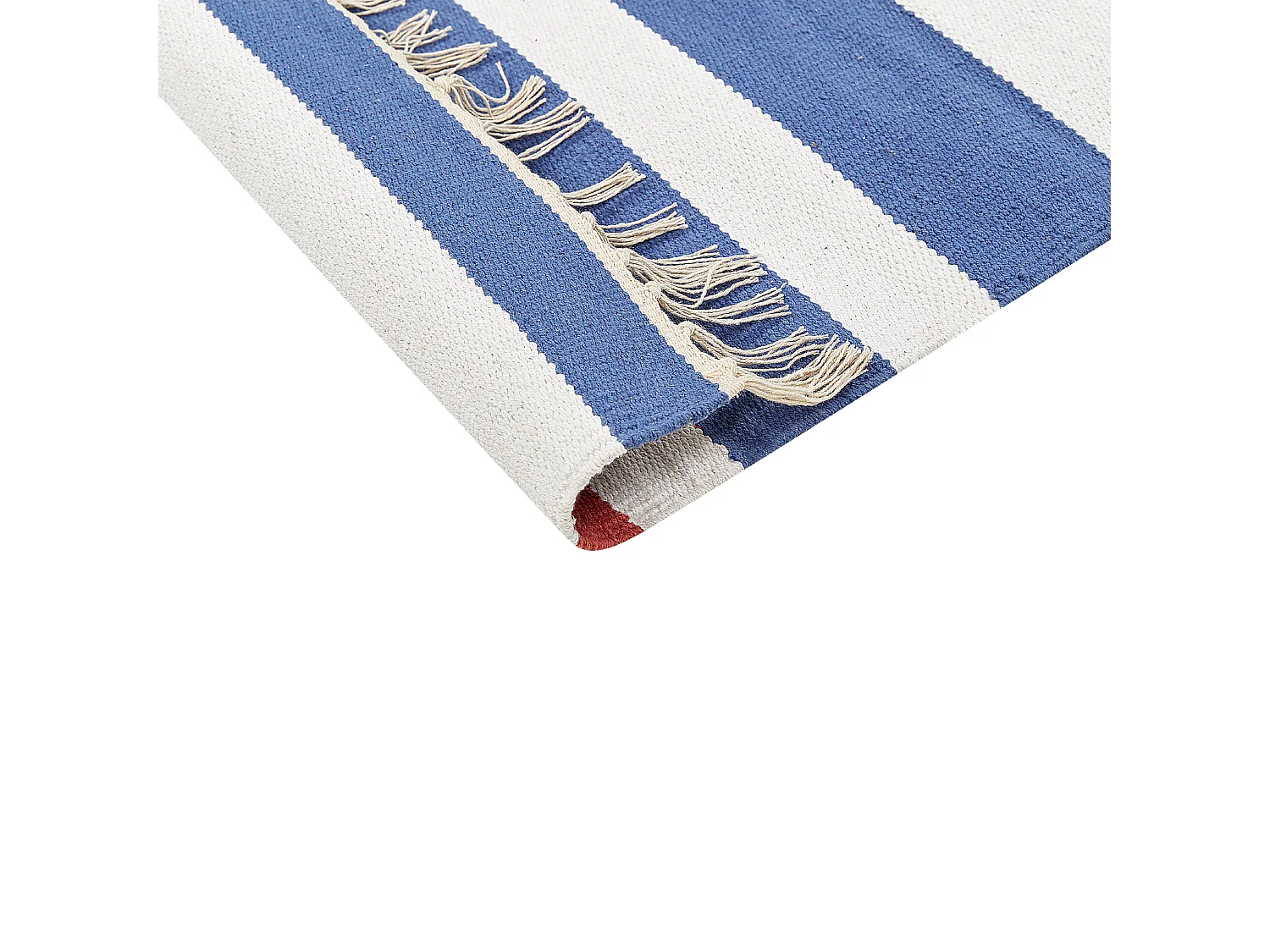 Alfombra kilim de algodón azul/blanco/rojo 140 x 200 cm VARSER