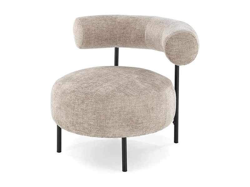 Chaise retro ronde en tissu beige Roby