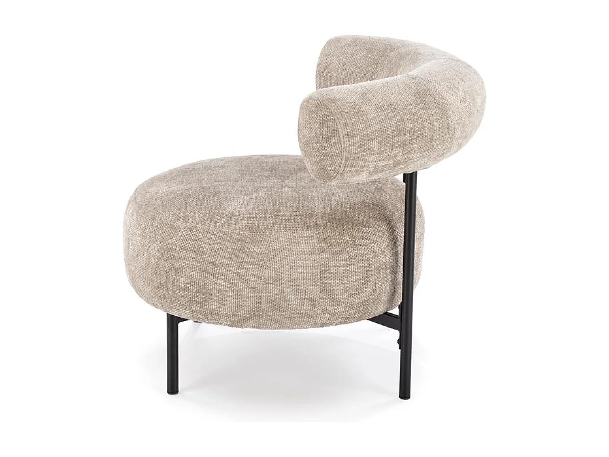 Chaise retro ronde en tissu beige Roby