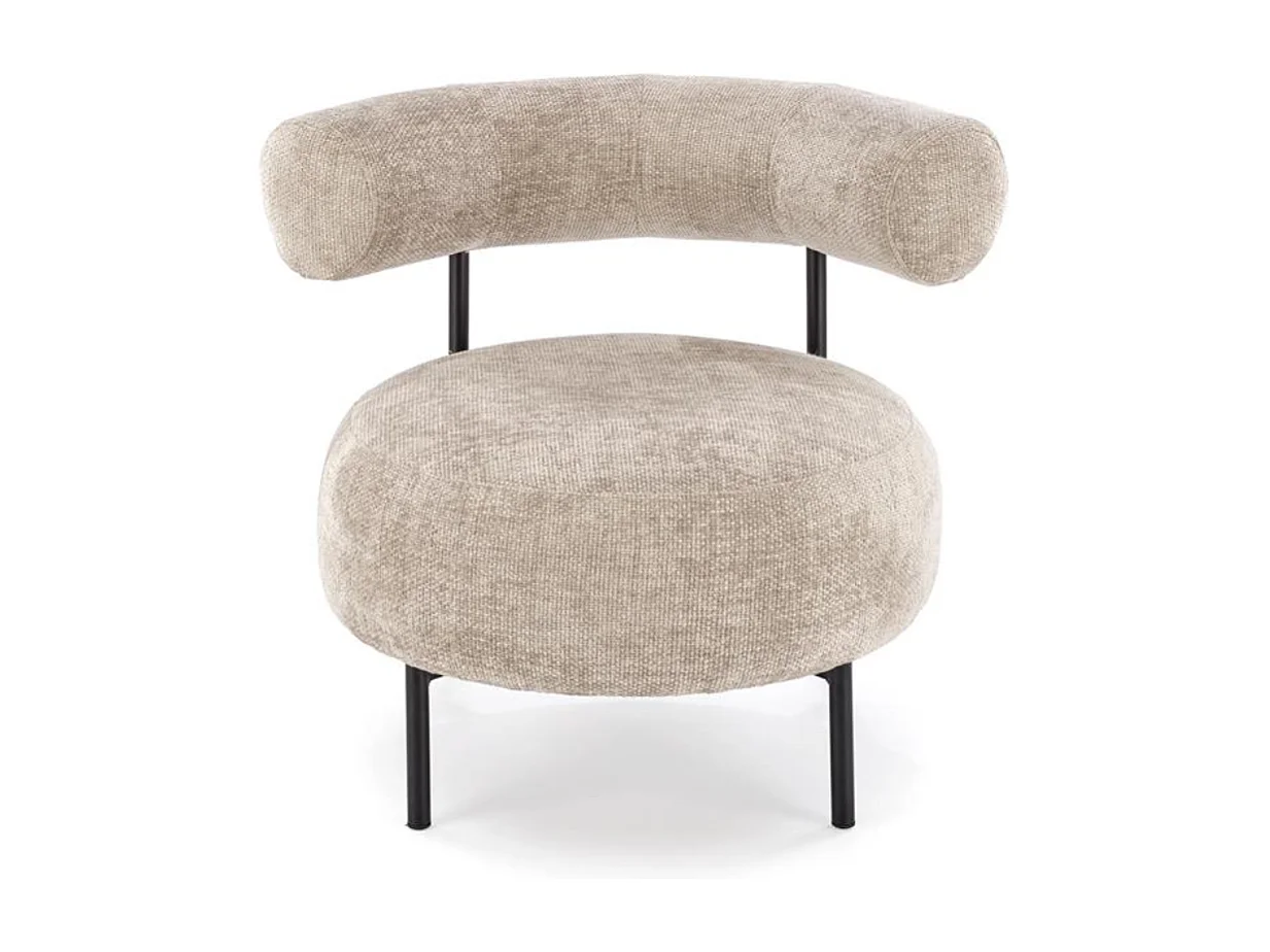 Chaise retro ronde en tissu beige Roby
