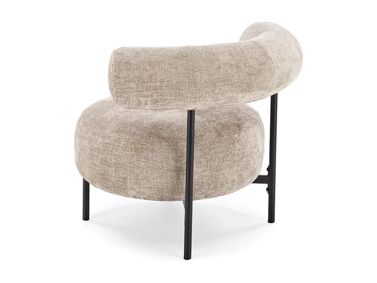 Chaise retro ronde en tissu beige Roby