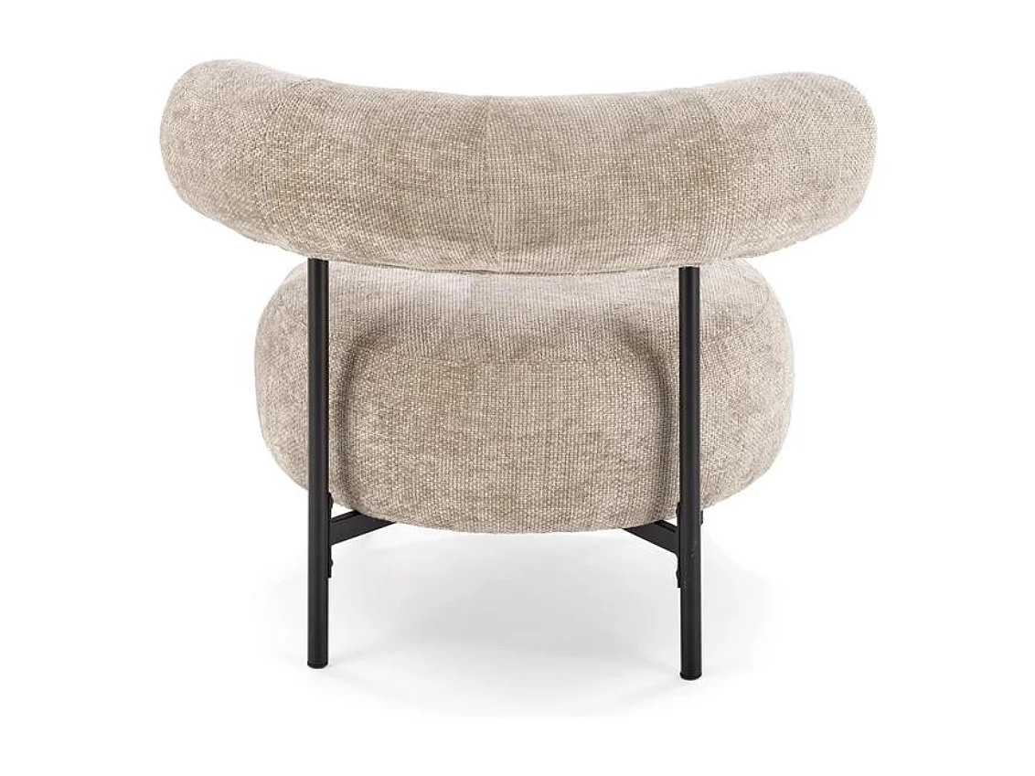 Chaise retro ronde en tissu beige Roby