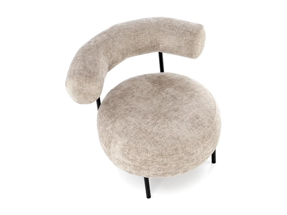 Chaise retro ronde en tissu beige Roby