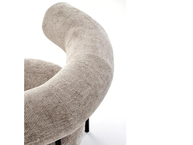 Chaise retro ronde en tissu beige Roby