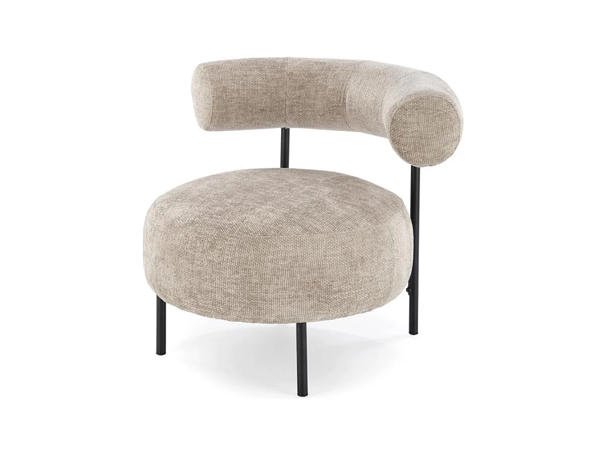 Chaise retro ronde en tissu beige Roby