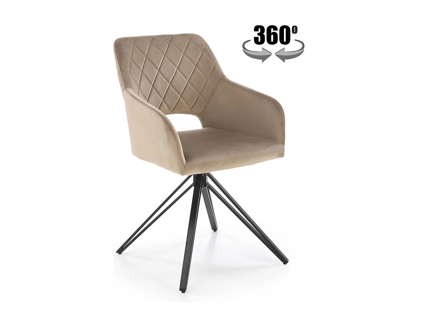 Chaise design pivotante en velours beige Viktor