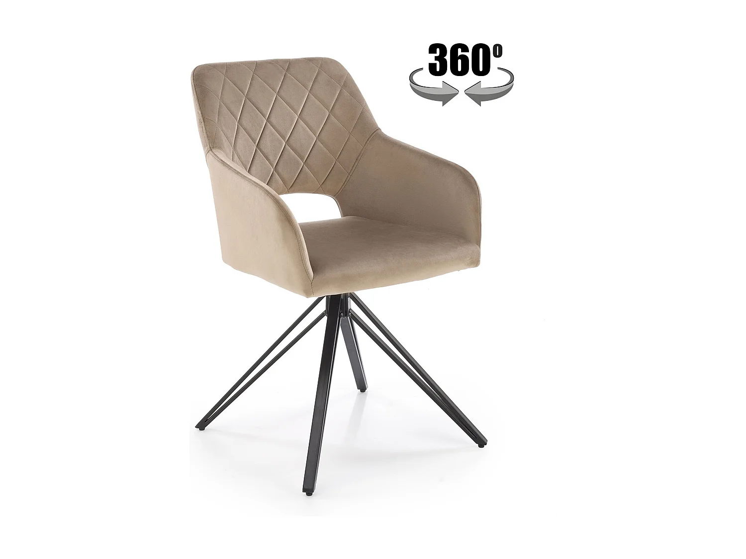 Chaise design pivotante en velours beige Viktor