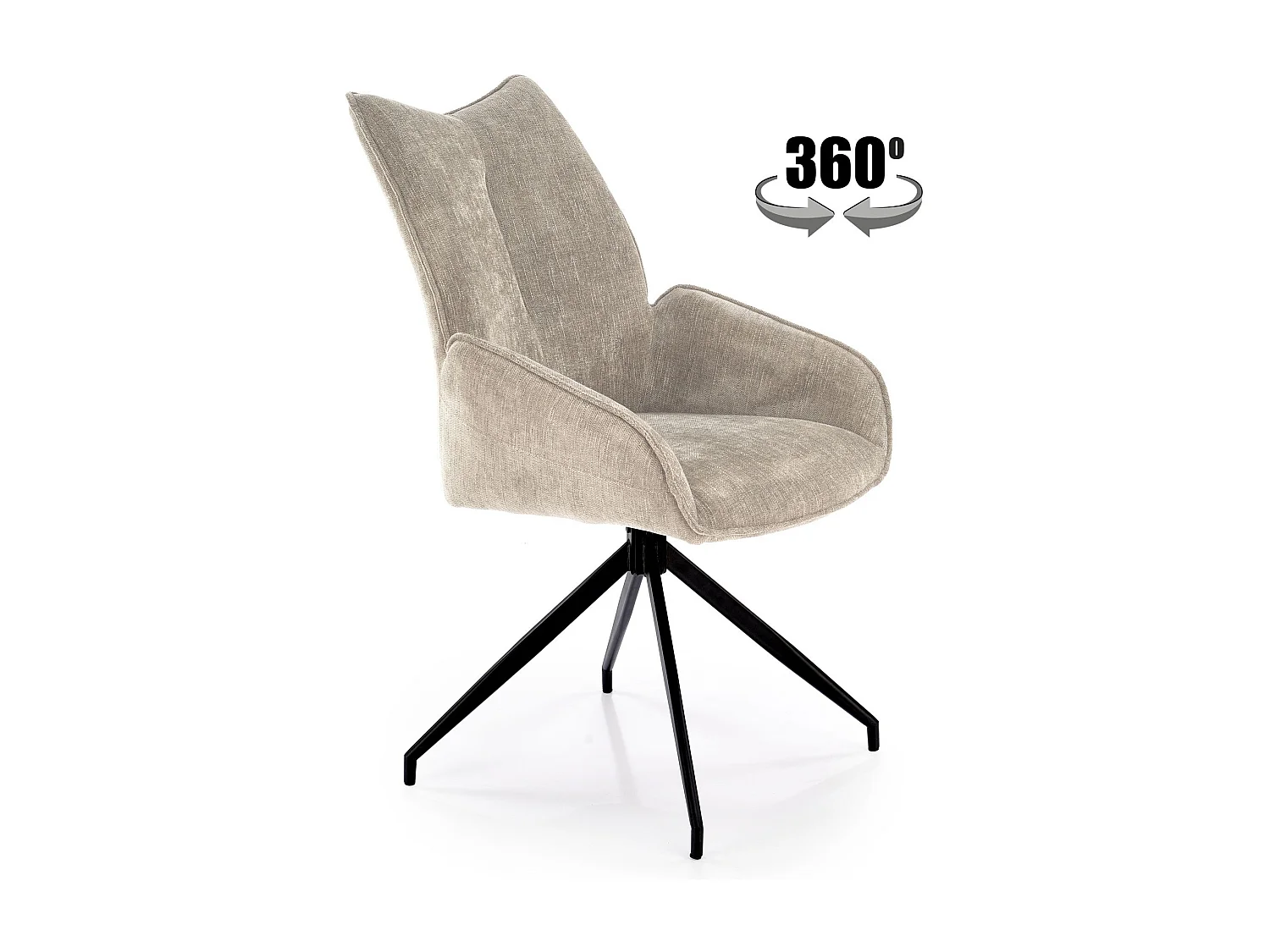 Sedia girevole in tessuto beige Nadia