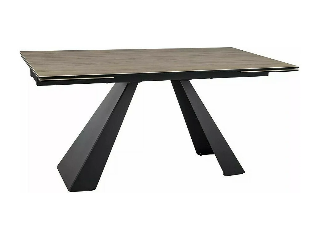 Table à manger extensible céramique effet bois et verre trempé Odile