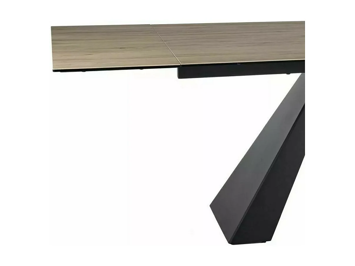 Table à manger extensible céramique effet bois et verre trempé Odile